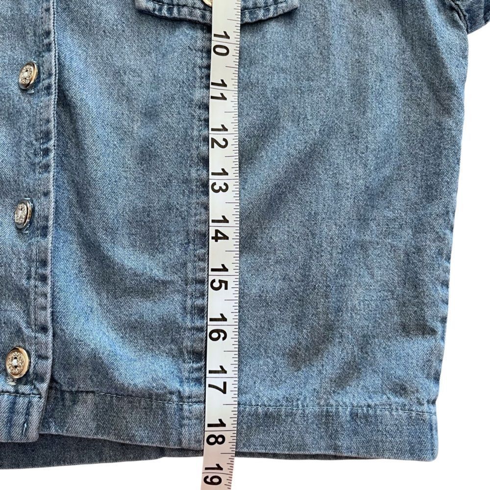 Vintage Short Sleeve Crop Denim Shirt - Picture 4 of 5